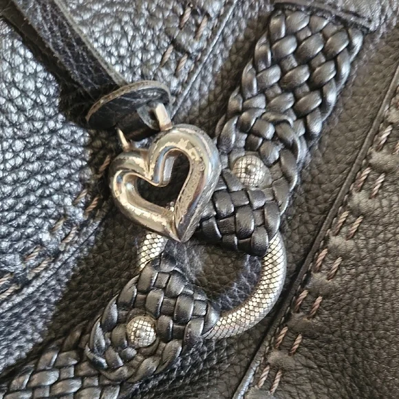 Vintage Brighton Black Hobo Bag with Woven Detailing - Picture 6 of 15